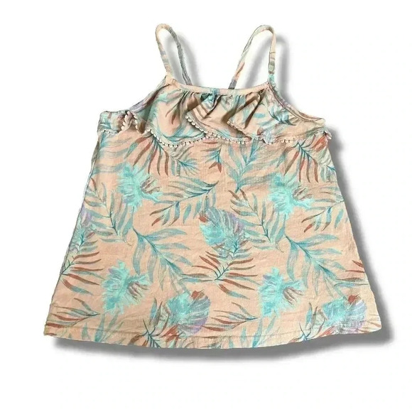 🌟 OshKosh B'gosh Girls' Tank Top Size 10 Tropical Leaf Print Spaghetti Strap 🌟 - Picture 1 of 5